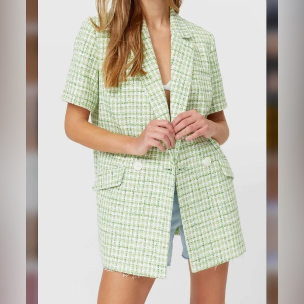 Nwt- Stradivarius - Green Tweed Blazer-M